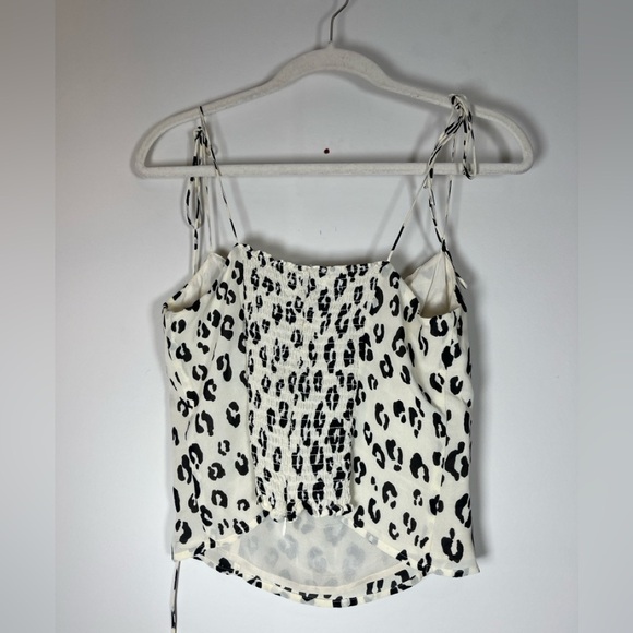 Reformation Liza Top Snow Leopard 8 Animal Print White Black Tank Women’s Sz 10 - Picture 5 of 9